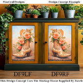 Papier Mousseline Western Cowgirl Rose de démarrage mode DF9RF Décou