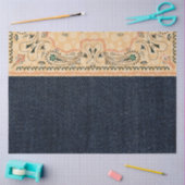 Papier Mousseline Western Paisley Gold Bandana Imprimer Denim Découp (Artisanat)