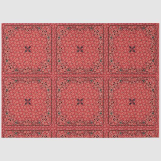 Papier Mousseline Western Paisley Red Bandana Print Decoupage  (Recto)