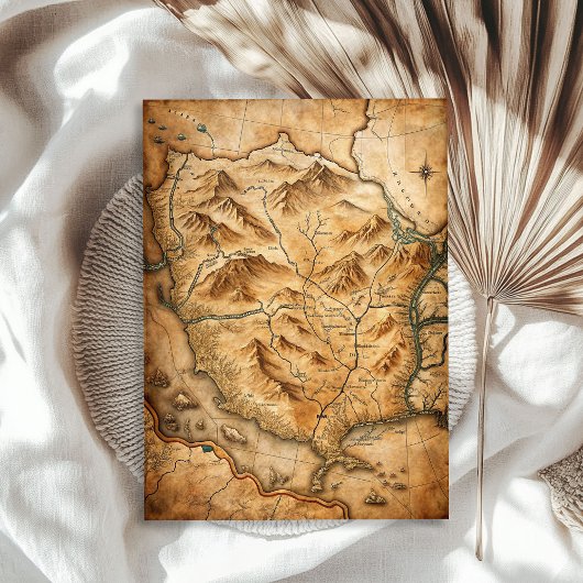 Papier Mousseline Western sauvage ouest ancienne carte au trésor aqu