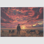 Papier Mousseline Western Sky Cowboy Trail Ride Decoupage (Recto)