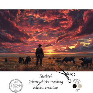 Papier Mousseline Western Sky Cowboy Trail Ride Decoupage