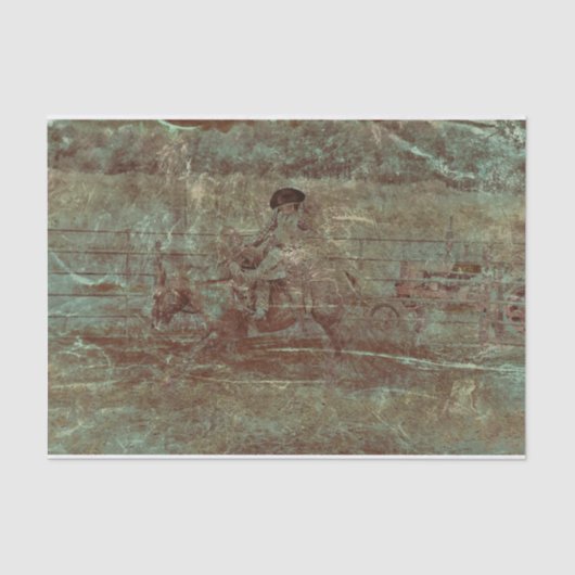 Papier Mousseline Western Vintage Texture Rodéo Pays Équitation (Recto)