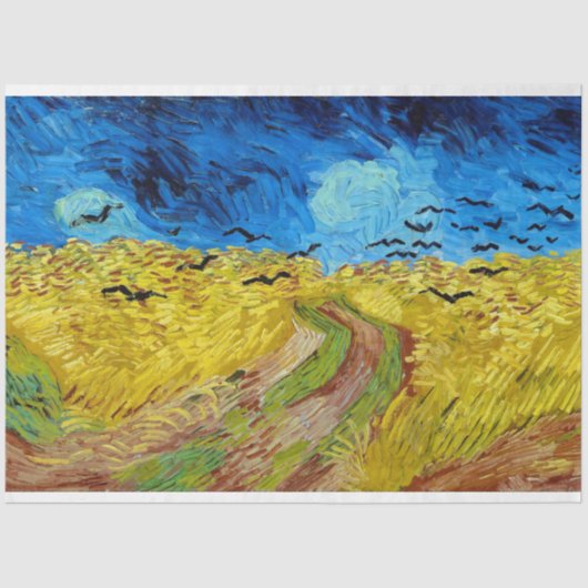 Papier Mousseline Wheatfield with Crows, Van Gogh (Recto)