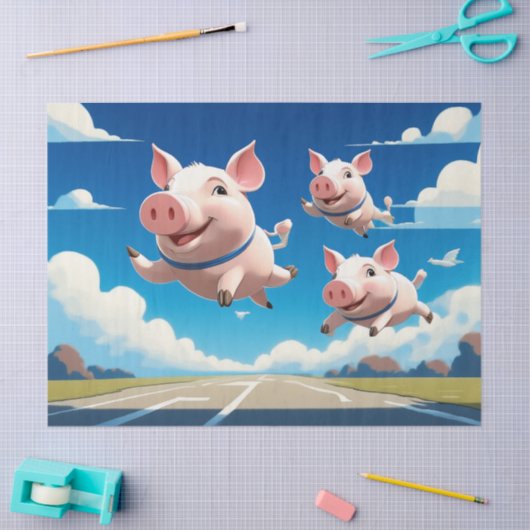 Papier Mousseline When Pigs Fly Funny Winged Pigs (Artisanat)