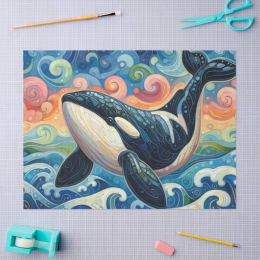 Papier Mousseline Whimsal Orca Whale Beach Découpage côtière (Artisanat)