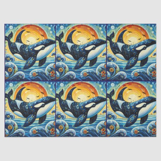 Papier Mousseline Whimsal Orca Whale Beach Découpage côtière (Recto)