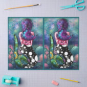 Papier Mousseline Whimsical Abstract Mermaid Nautical Teal Decoupage (Artisanat)