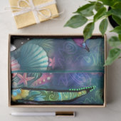 Papier Mousseline Whimsical Abstract Mermaid Nautical Teal Decoupage (Cadeau)