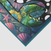 Papier Mousseline Whimsical Abstract Mermaid Nautical Teal Decoupage (Détail)