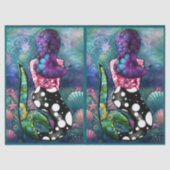 Papier Mousseline Whimsical Abstract Mermaid Nautical Teal Decoupage (Recto)