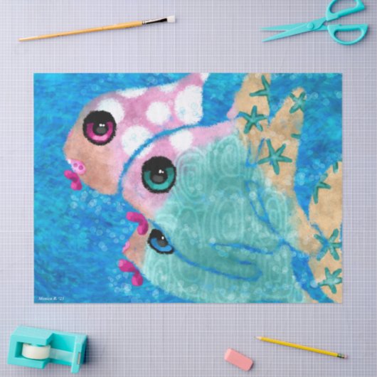 Papier Mousseline Whimsical Abstrait Poisson Nautique Découpage Côti (Artisanat)
