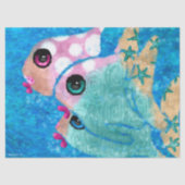 Papier Mousseline Whimsical Abstrait Poisson Nautique Découpage Côti (Recto)