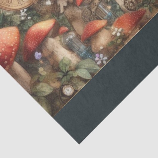 Papier Mousseline Whimsical Alice Steampunk Mushrooms (Détail)