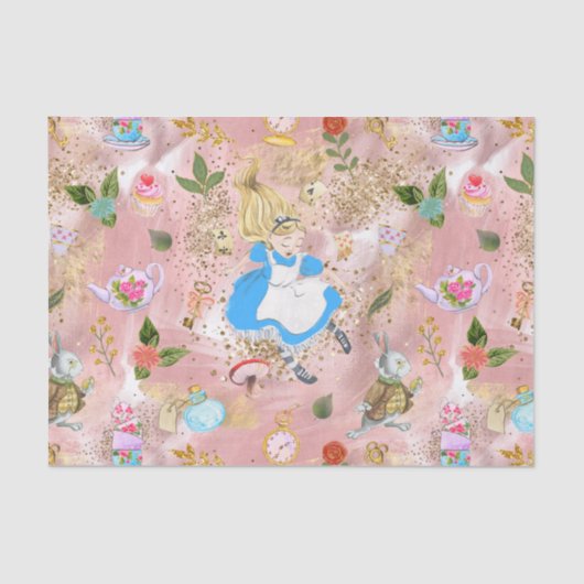 Papier Mousseline Whimsical Alice's Adventures in Wonderland Fun (Recto)