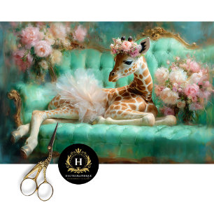 Papier Mousseline Whimsical Baby Giraffe Tutu Mint Couch Decoupage