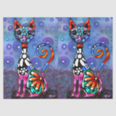 Papier Mousseline Whimsical Big-Eyed Funky Kitty Cat Decoupage (Recto)