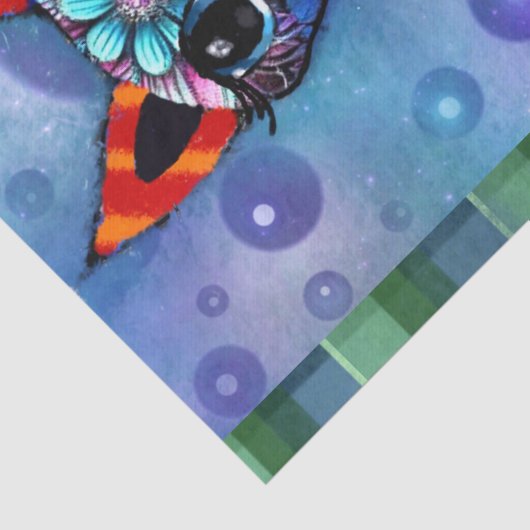 Papier Mousseline Whimsical Big-Eyed Funky Kitty Cat Decoupage (Détail)