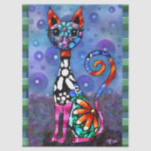Papier Mousseline Whimsical Big-Eyed Funky Kitty Cat Decoupage (Recto)