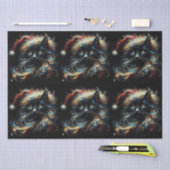 Papier Mousseline Whimsical Black Cat Santa Christmas Hat Decoupage (Artisanat)