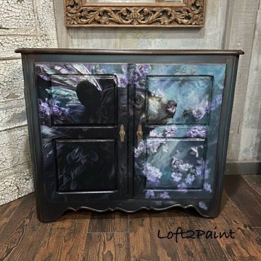 Papier Mousseline Whimsical Black Rustique Floral Ours Découpage
