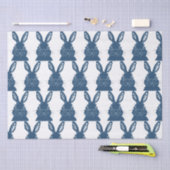 Papier Mousseline Whimsical Blue & White Bunny Rabbit Motif de Pâque (Artisanat)