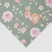 Papier Mousseline Whimsical Bunny Teapot Spring Floral Pattern (Détail)