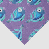Papier Mousseline Whimsical Coastal Blue Fish Motif (Détail)