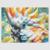 Papier Mousseline Whimsical Cockatoo Bird Yellow Poppies Découpage (Recto)