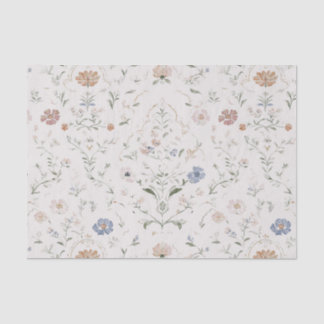 Papier Mousseline Whimsical Cottagecore Beige Watercolor Wildflower