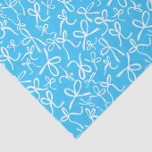 Papier Mousseline Whimsical Cute Blue White Bows Pattern Girly Gift (Détail)