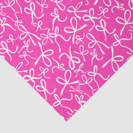 Papier Mousseline Whimsical Cute Pink White Bows Pattern Girly Gift (Détail)