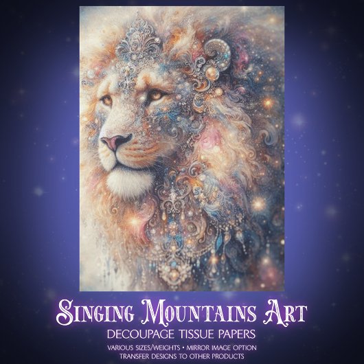 Papier Mousseline Whimsical Fantasy Lion King Aslan Decoupage