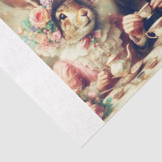 Papier Mousseline Whimsical Fantasy Mad Hatter Rabbit Tea Decoupage (Détail)