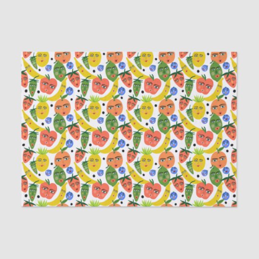 Papier Mousseline Whimsical Funny Motif de salade de fruits (Recto)