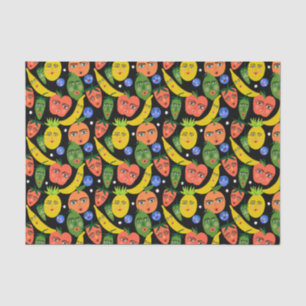 Papier Mousseline Whimsical Funny Salade Motif Noir
