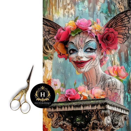 Papier Mousseline Whimsical Gothique Paris Gargoyle Floral Craft