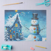 Papier Mousseline Whimsical House & Snowman Christmas Decoupage (Artisanat)