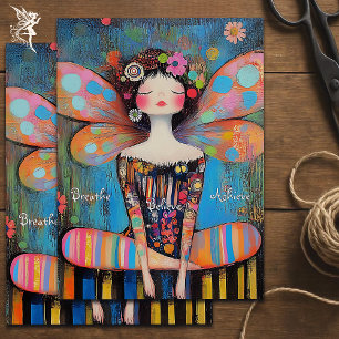 Papier Mousseline Whimsical Inspirational Fairy Doing Yoga Art