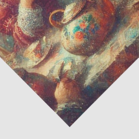 Papier Mousseline Whimsical Mad Hatter March Hare Tea Decoupage (Détail)