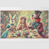 Papier Mousseline Whimsical Mad Tea Party in Wonderland Découpage (Recto)