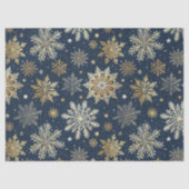 Papier Mousseline Whimsical Modern Navy Gold Snowflakes Decoupage (Recto)