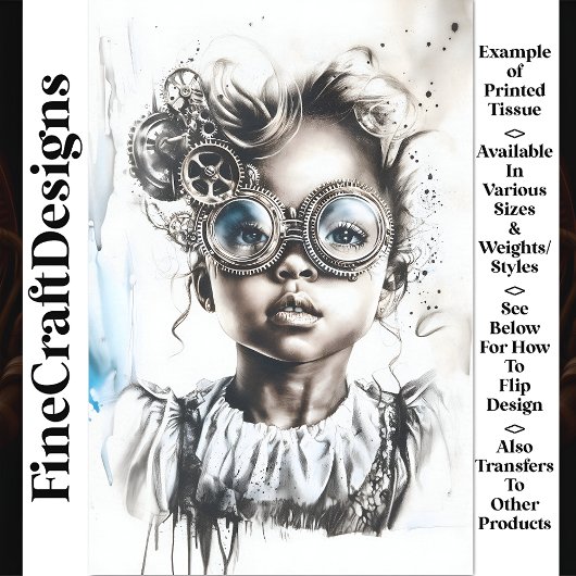 Papier Mousseline Whimsical Monochrome Girl dans lunettes W7 Découpa