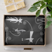 Papier Mousseline Whimsical Motif de chat blanc maigre (Cadeau)