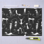 Papier Mousseline Whimsical Motif de chat blanc maigre (Artisanat)