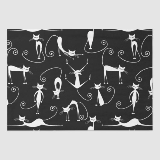 Papier Mousseline Whimsical Motif de chat blanc maigre (Recto)