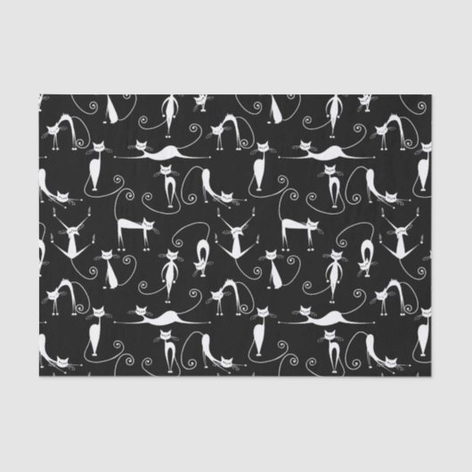 Papier Mousseline Whimsical Motif de chat blanc maigre (Recto)