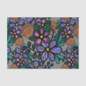 Papier Mousseline Whimsical Purple Peach Floral Doodle Art Pattern (Recto)