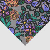 Papier Mousseline Whimsical Purple Peach Floral Doodle Art Pattern (Détail)