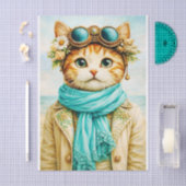 Papier Mousseline  Whimsical Seaside Steampunk Cat FE8 Decoupage (Artisanat)